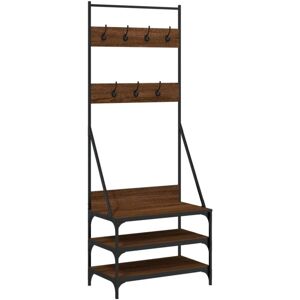 vidaXL Brown Oak Clothes Rack with Shoe Storage - Clothes Rack vidaXL Brown Oak Clothes Rack with Shoe Storage - Clothes Rack