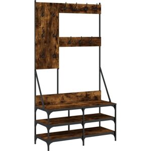 vidaXL Clothes Rack with Shoe Storage Smoked Oak - Clothes Rack vidaXL Clothes Rack with Shoe Storage Smoked Oak - Clothes Rack