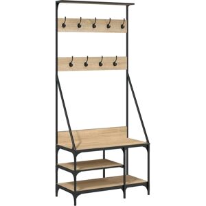 vidaXL Sonoma Oak Clothes Rack with Shoe Storage - Clothes Shelf & Rail vidaXL Sonoma Oak Clothes Rack with Shoe Storage - Clothes Shelf & Rail