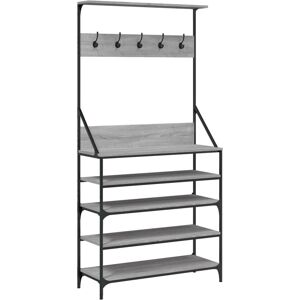 vidaXL Grey Sonoma Clothes Rack with Shoe Storage - Clothes Rack vidaXL Grey Sonoma Clothes Rack with Shoe Storage - Clothes Rack