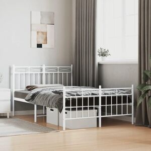 vidaXL White Metal Bed Frame 120x200 cm - Bed Frame vidaXL White Metal Bed Frame 120x200 cm - Bed Frame