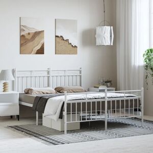 vidaXL Metal Bed Frame White 135x190 cm - Bed Frame vidaXL Metal Bed Frame White 135x190 cm - Bed Frame