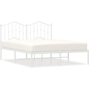 vidaXL Bettrahmen mit Kopfteil - 135x190 cm - Weiß - Bettgestell vidaXL Bettrahmen mit Kopfteil - 135x190 cm - Weiß - Bettgestell