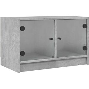 vidaXL TV Cabinet with Glass Doors Concrete Grey - TV Cabinet vidaXL TV Cabinet with Glass Doors Concrete Grey - TV Cabinet