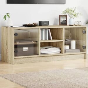 vidaXL Sonoma Oak TV Cabinet with Glass Doors - TV Stand & Entertainment Center vidaXL Sonoma Oak TV Cabinet with Glass Doors - TV Stand & Entertainment Center