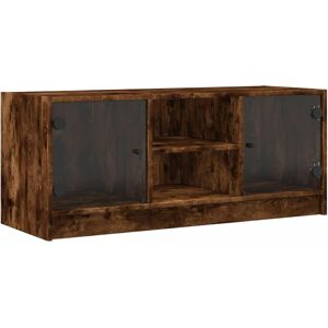 vidaXL Smoked Oak TV Cabinet with Glass Doors - TV Type vidaXL Smoked Oak TV Cabinet with Glass Doors - TV Type