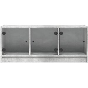 vidaXL 836409 Concrete Grey TV Cabinet with Glass Doors - TV Cabinet vidaXL 836409 Concrete Grey TV Cabinet with Glass Doors - TV Cabinet