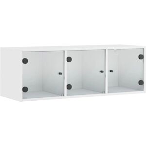 vidaXL White Wall Cabinet with Glass Doors - Wall Storage Furniture vidaXL White Wall Cabinet with Glass Doors - Wall Storage Furniture