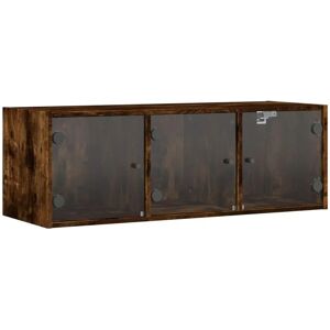 vidaXL Rookeiken Wandkast - Glazen Deuren Opslag vidaXL Rookeiken Wandkast - Glazen Deuren Opslag