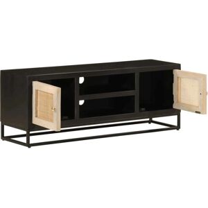 vidaXL TV Cabinet Black Solid Wood Mango and Iron - TV Cabinet vidaXL TV Cabinet Black Solid Wood Mango and Iron - TV Cabinet