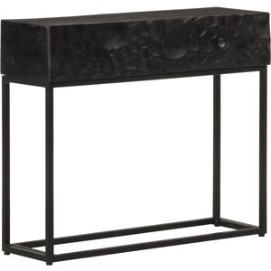 vidaXL Black Solid Wood Mango Iron Console Table - 90x30x76 cm vidaXL Black Solid Wood Mango Iron Console Table - 90x30x76 cm