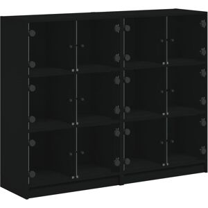 vidaXL Black Bookcase with Doors - Bookcase - Black - 136x37x109 cm vidaXL Black Bookcase with Doors - Bookcase - Black - 136x37x109 cm