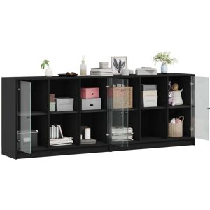 vidaXL Black Bookcase with Doors 204x37x75 cm - Bookcase vidaXL Black Bookcase with Doors 204x37x75 cm - Bookcase