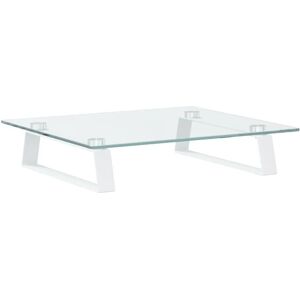 vidaXL White Monitor Stand 40x35x8 cm Tempered Glass and Metal - Monitor Stand vidaXL White Monitor Stand 40x35x8 cm Tempered Glass and Metal - Monitor Stand