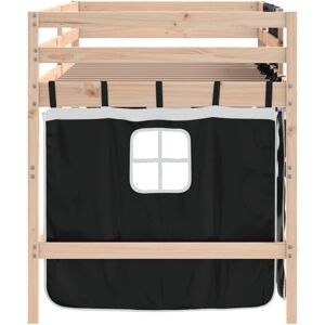 vidaXL Kids' Loft Bed with Curtains - Kids bed - Black, White - 80x200cm vidaXL Kids' Loft Bed with Curtains - Kids bed - Black, White - 80x200cm