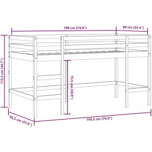 vidaXL Kids' Loft Bed with Curtains - Kids' Loft Bed vidaXL Kids' Loft Bed with Curtains - Kids' Loft Bed