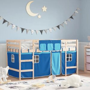vidaXL Kids' Loft Bed with Curtains - Blue - Kids' Loft Bed vidaXL Kids' Loft Bed with Curtains - Blue - Kids' Loft Bed