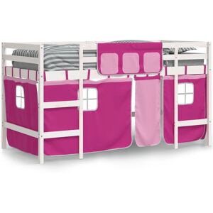 vidaXL Kids' Loft Bed with Curtains Pink - Kids Bed vidaXL Kids' Loft Bed with Curtains Pink - Kids Bed