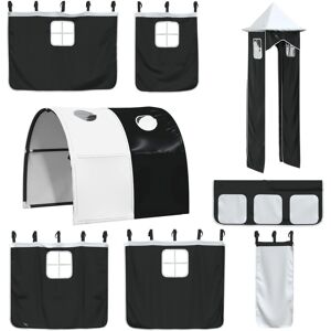 vidaXL White and Black Loft Bed Curtains - Curtains for Loft Bed with Tunnel and Tower vidaXL White and Black Loft Bed Curtains - Curtains for Loft Bed with Tunnel and Tower