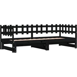 vidaXL Black 80x200cm Pull-out Day Bed Sofa Bed Guest Frame - Daybed vidaXL Black 80x200cm Pull-out Day Bed Sofa Bed Guest Frame - Daybed