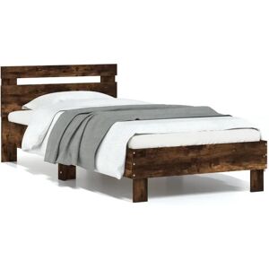 vidaXL Bed Frame with Headboard - Engineered Wood - Smoked Oak - 75x190cm - Bed Type vidaXL Bed Frame with Headboard - Engineered Wood - Smoked Oak - 75x190cm - Bed Type
