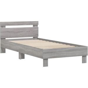 vidaXL Bed Frame with Headboard Grey Sonoma 75x190 cm Small Single vidaXL Bed Frame with Headboard Grey Sonoma 75x190 cm Small Single