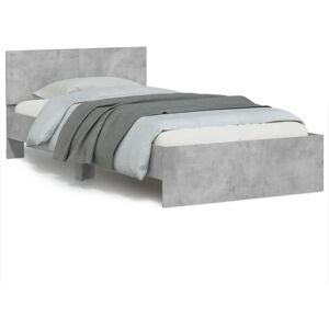 vidaXL Bed Frame with Headboard - 100x200cm - Concrete Grey - Bed Type vidaXL Bed Frame with Headboard - 100x200cm - Concrete Grey - Bed Type