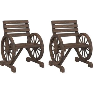 vidaXL Garden Chairs 2 pcs Dark Brown - Garden Chairs vidaXL Garden Chairs 2 pcs Dark Brown - Garden Chairs