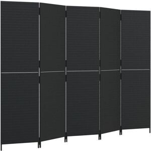 vidaXL Room Divider 5 Panels Black Poly Rattan - Room Divider vidaXL Room Divider 5 Panels Black Poly Rattan - Room Divider