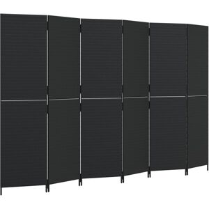 vidaXL Room Divider 6 Panels Privacy Screen Black Poly Rattan - Room Divider vidaXL Room Divider 6 Panels Privacy Screen Black Poly Rattan - Room Divider