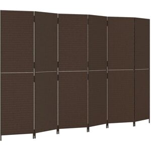 vidaXL Room Divider 6 Panels Privacy Screen Brown Poly Rattan - Room Divider vidaXL Room Divider 6 Panels Privacy Screen Brown Poly Rattan - Room Divider