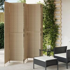 vidaXL Room Divider - 5 Panels - Beige - Poly Rattan - Room Divider vidaXL Room Divider - 5 Panels - Beige - Poly Rattan - Room Divider