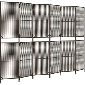 vidaXL Brown 6-Panel Poly Rattan Room Divider - Indoor Outdoor Privacy Screen vidaXL Brown 6-Panel Poly Rattan Room Divider - Indoor Outdoor Privacy Screen