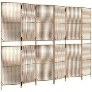 vidaXL Beige Foldable Outdoor Room Divider - 6 Panels vidaXL Beige Foldable Outdoor Room Divider - 6 Panels