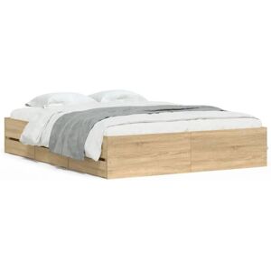 Cadre de lit vidaXL avec tiroirs - Chêne Sonoma - Rangement Moderne - Publicité Cadre de lit vidaXL avec tiroirs - Chêne Sonoma - Rangement Moderne - Publicité