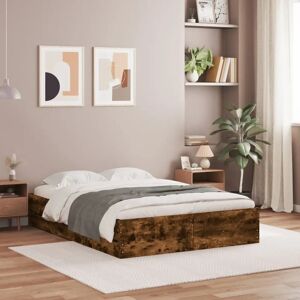 vidaXL Bed Frame with Drawers - Smoked Oak 120x190 cm - Bed Type vidaXL Bed Frame with Drawers - Smoked Oak 120x190 cm - Bed Type