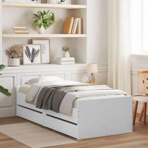 vidaXL Bed Frame with Drawers - Modern White 90x200 cm - Bed Type vidaXL Bed Frame with Drawers - Modern White 90x200 cm - Bed Type