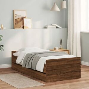 vidaXL Bed Frame with Drawers - Brown Oak - Bed Type with Storage vidaXL Bed Frame with Drawers - Brown Oak - Bed Type with Storage