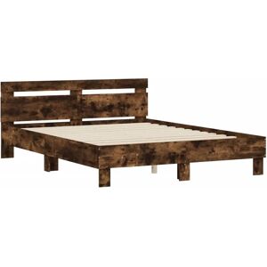 vidaXL Bedframe - Gerookt Eiken 200x200 cm - Ondersteuning vidaXL Bedframe - Gerookt Eiken 200x200 cm - Ondersteuning