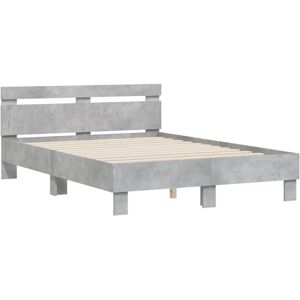 vidaXL Bettgestell mit Kopfteil - 120x200 cm, Betonggrau, Langlebiges Holz vidaXL Bettgestell mit Kopfteil - 120x200 cm, Betonggrau, Langlebiges Holz