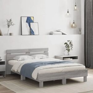 vidaXL Grey Sonoma Bed Frame 120x200 cm with Headboard vidaXL Grey Sonoma Bed Frame 120x200 cm with Headboard