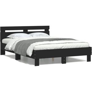 Cadre de lit vidaXL avec tête de lit - Bois d'ingénierie durable - Noir Cadre de lit vidaXL avec tête de lit - Bois d'ingénierie durable - Noir