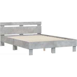 Cadre de lit vidaXL Gris Béton 120x190cm - Avec tête de lit - Publicité Cadre de lit vidaXL Gris Béton 120x190cm - Avec tête de lit - Publicité