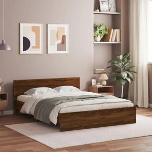 VidaXL Bed Frame with Headboard - Brown Oak - 150x200cm VidaXL Bed Frame with Headboard - Brown Oak - 150x200cm