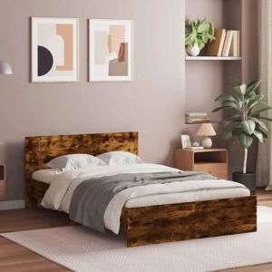 vidaXL Smoked Oak Bed Frame 135x190 cm - Modern Bedroom Furniture vidaXL Smoked Oak Bed Frame 135x190 cm - Modern Bedroom Furniture