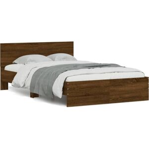 vidaXL Bed Frame Brown Oak 135x190 cm - Bed Frame vidaXL Bed Frame Brown Oak 135x190 cm - Bed Frame