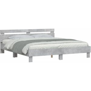 vidaXL Concrete Grey Bed Frame with LED - King Size Bedroom Furniture vidaXL Concrete Grey Bed Frame with LED - King Size Bedroom Furniture