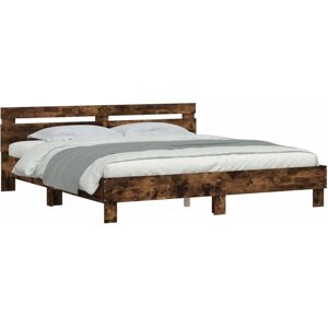 vidaXL Smoked Oak Bed Frame with LED & Headboard - Super King vidaXL Smoked Oak Bed Frame with LED & Headboard - Super King