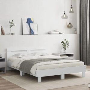 vidaXL White 150x200 cm Bed Frame with LED & Headboard - Bed Type vidaXL White 150x200 cm Bed Frame with LED & Headboard - Bed Type