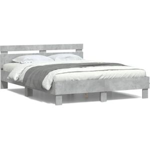 vidaXL Bed Frame with LED - 150x200 cm - Concrete Grey - Bed Type vidaXL Bed Frame with LED - 150x200 cm - Concrete Grey - Bed Type